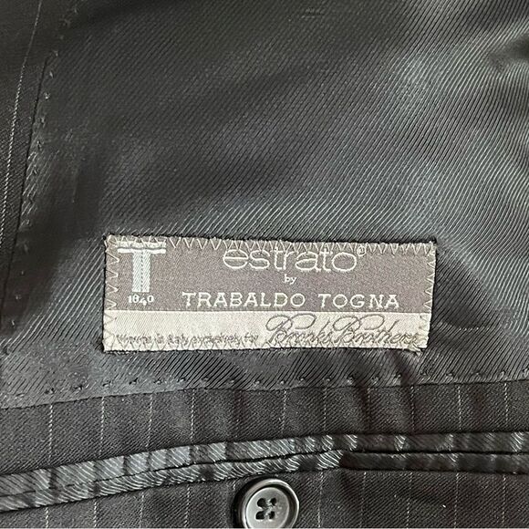 Brooks Brothers 1828 Regent fit 44L Men’s size black striped 100% wool blazer - Picture 8 of 8